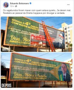 Opositores de Bolsonaro em Caçapava são provocados por Eduardo Bolsonaro. 