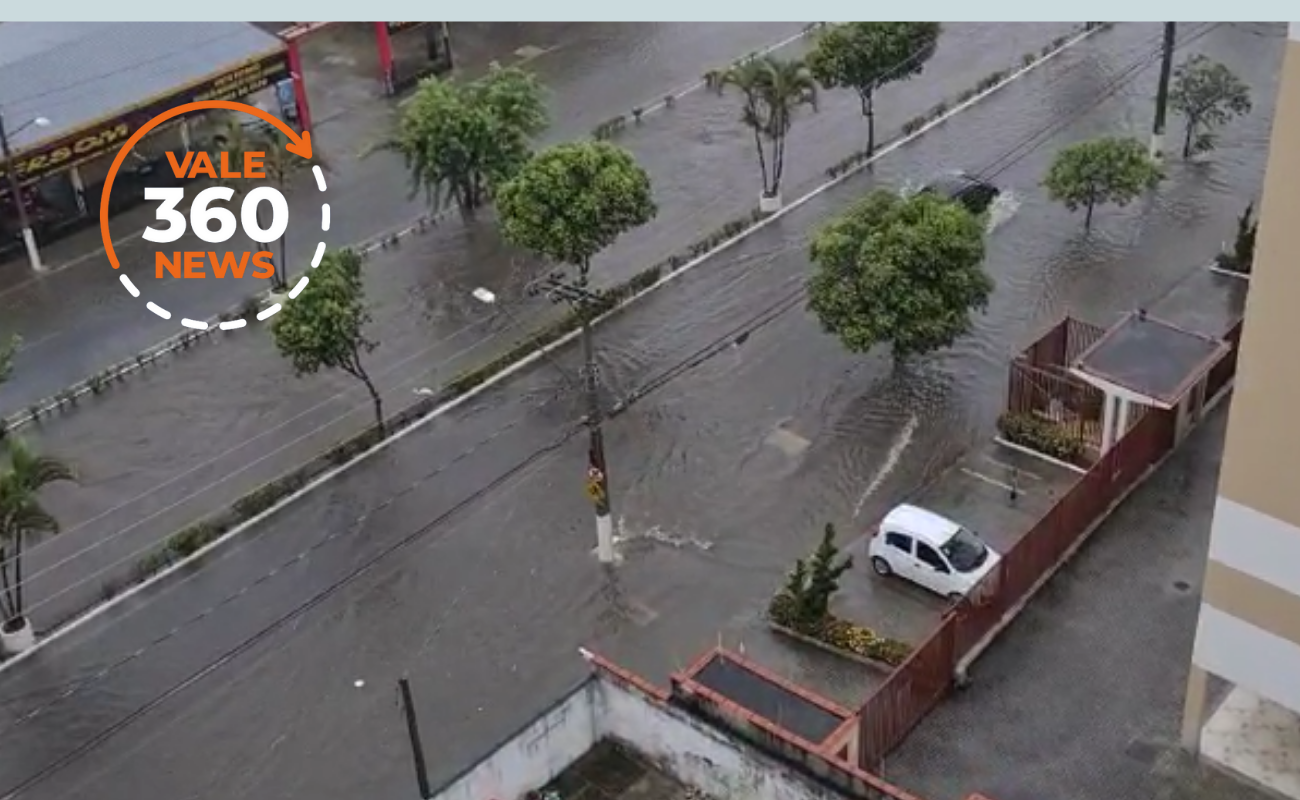Caçapava: Temporal causa alagamento na Avenida Brasil e transtornos em outros pontos da cidade