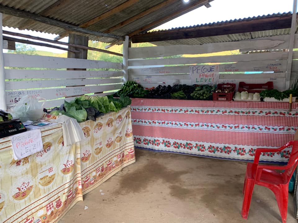 Banca de verduras e legumes não tem vendedor em Lagoinha. Consumidor pega, pesa e faz pix
