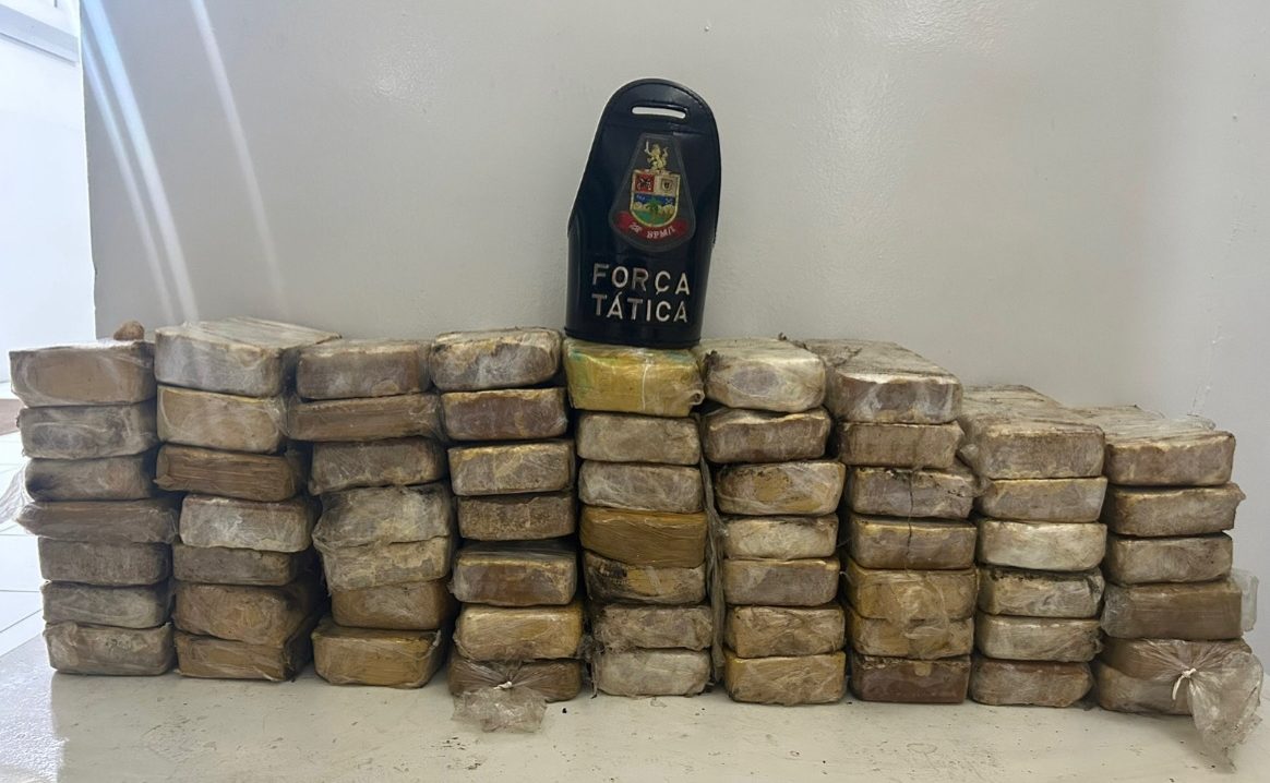 PM apreende 61 tijolos de pasta de cocaína em estepes de caminhão em Cruzeiro