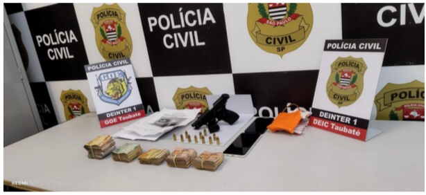 Homem é preso com pistola e R$ 5 mil pela polícia em Taubaté