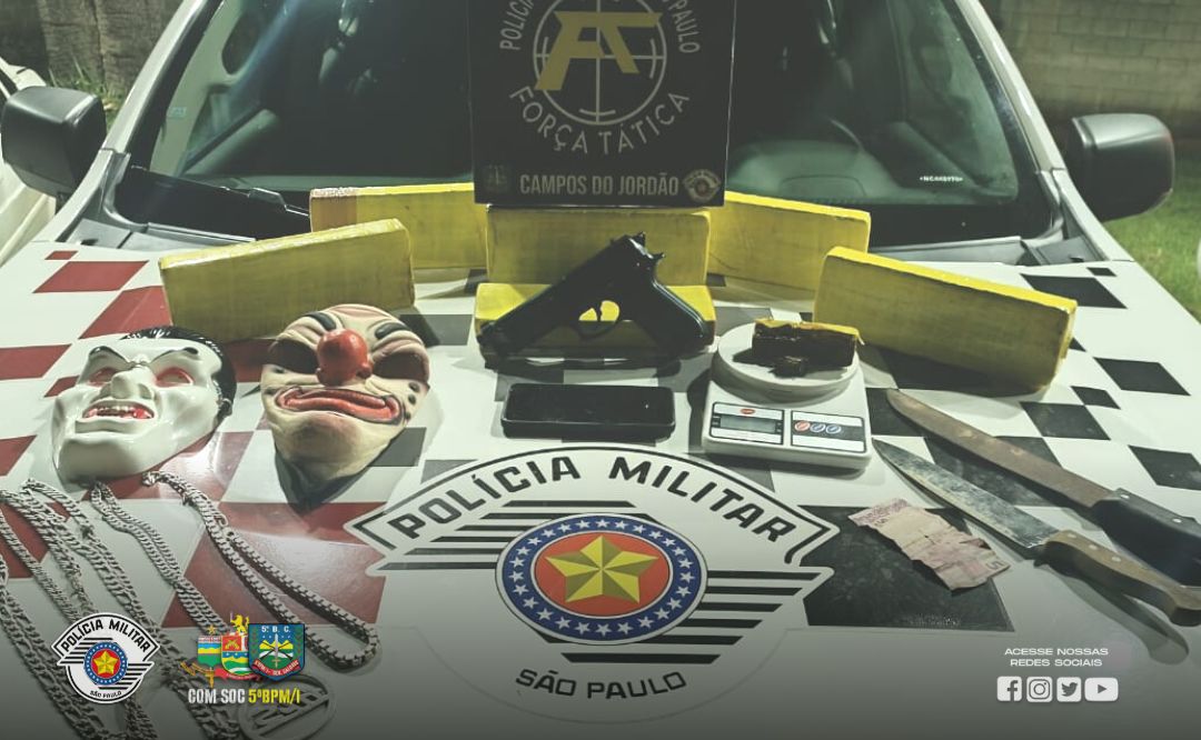 PM prende suspeitos de roubar casa de empresário e estarem envolvidos com tráfico de drogas em Campos do Jordão