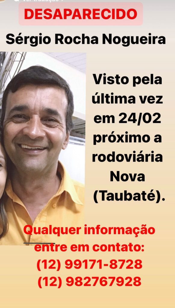 Família procura homem desaparecido há 11 dias em Taubaté