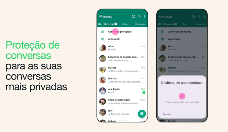 WhatsApp vai permitir proteger conversas com senha ou biometria