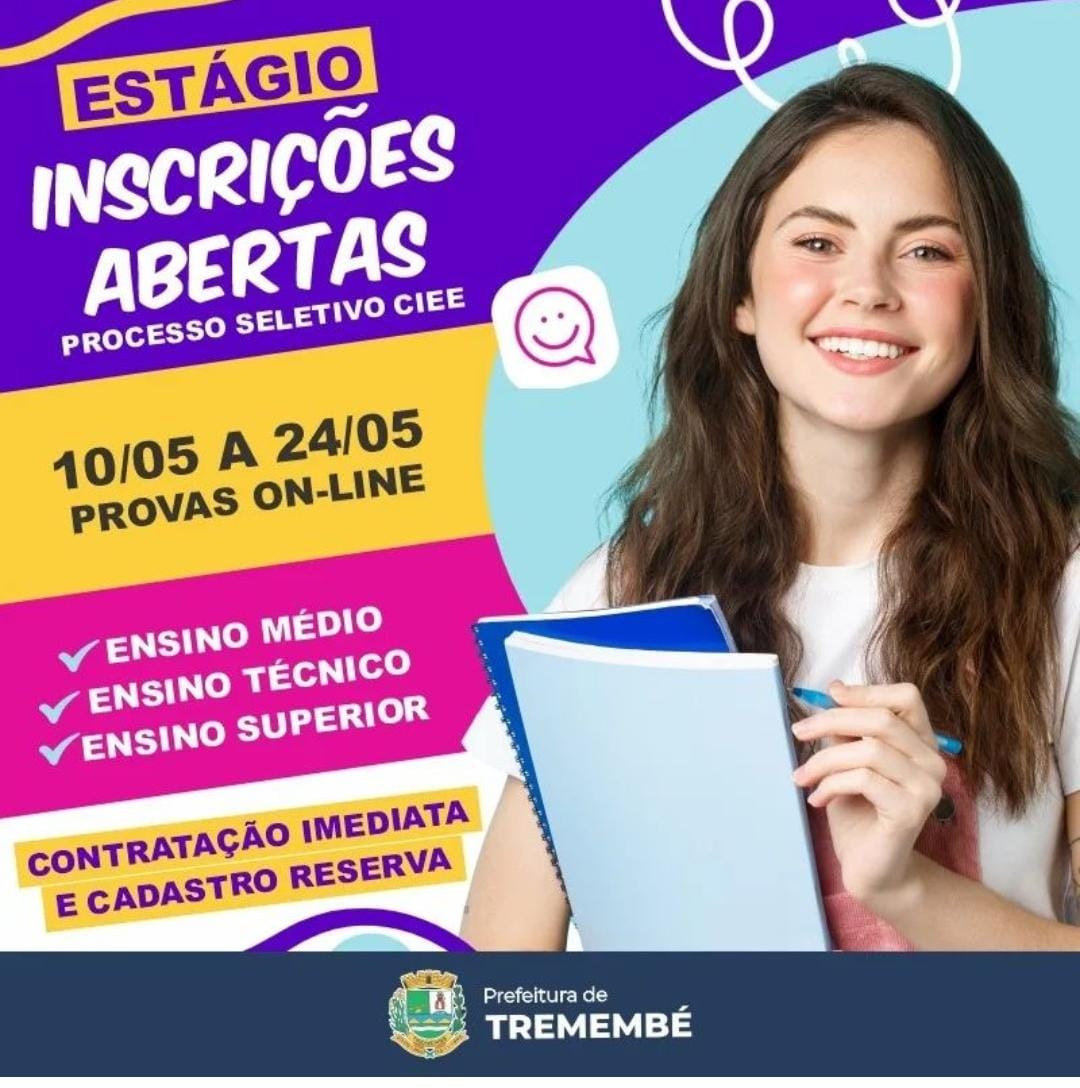 Prefeitura de Tremembé tem 55 vagas de estágio imediatas