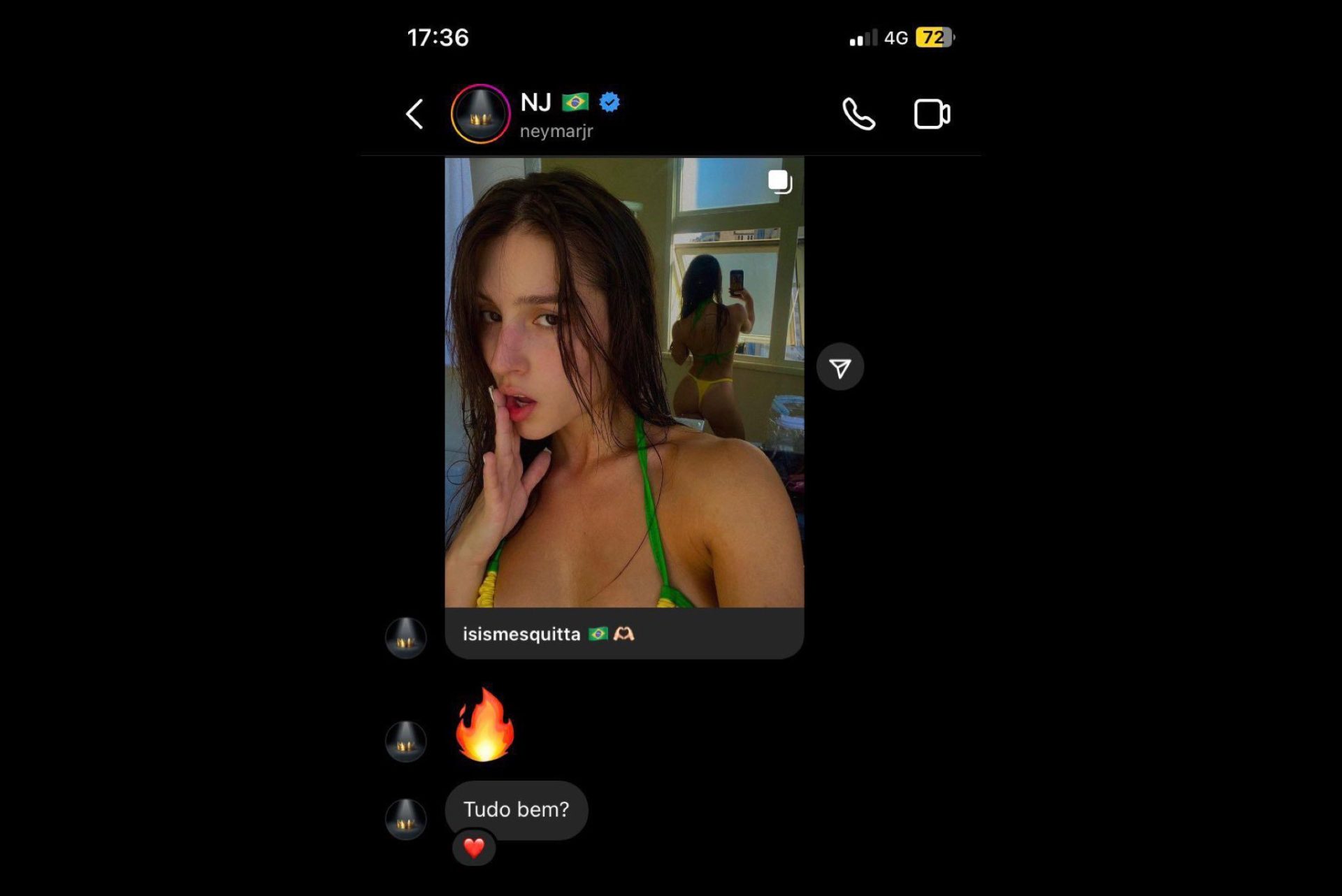 Joseense divulga prints de conversa com Neymar "dando em cima" dela