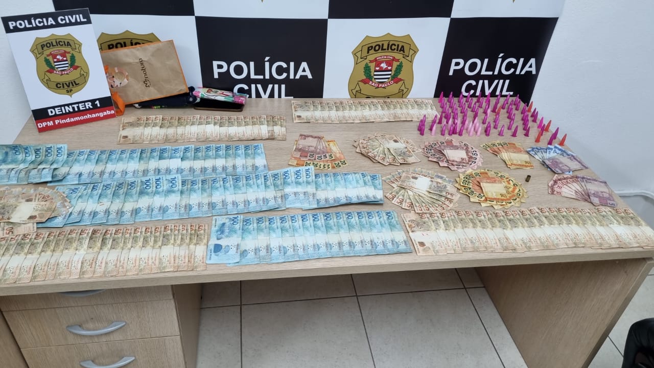 Polícia Civil de Pinda captura procurado e prende mulher indiciada por tráfico de drogas com R$ 14 mil