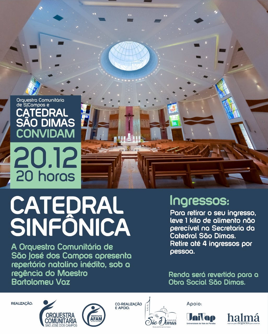 Orquestra Comunitária de São José dos Campos se apresenta com repertório inédito, nesta quarta (20), na Catedral São Dimas