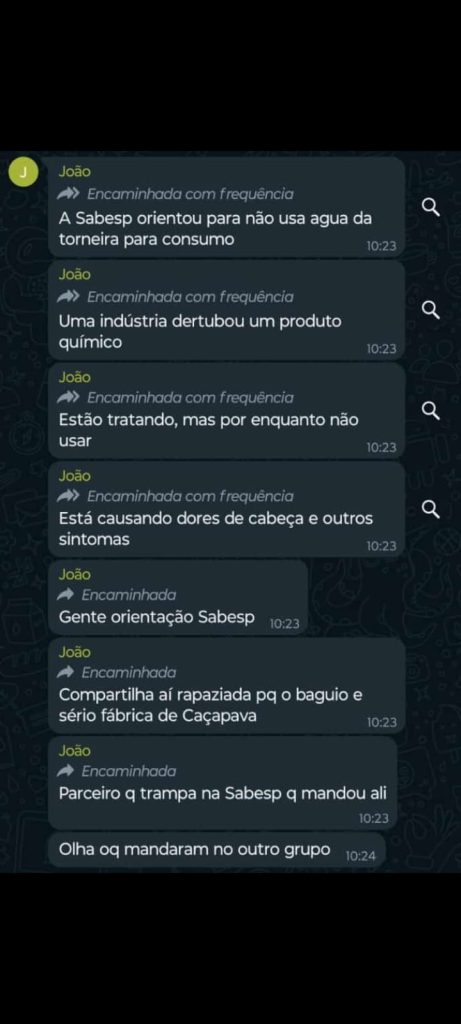 É "fake" que água da Sabesp esteja contaminada com produto químico