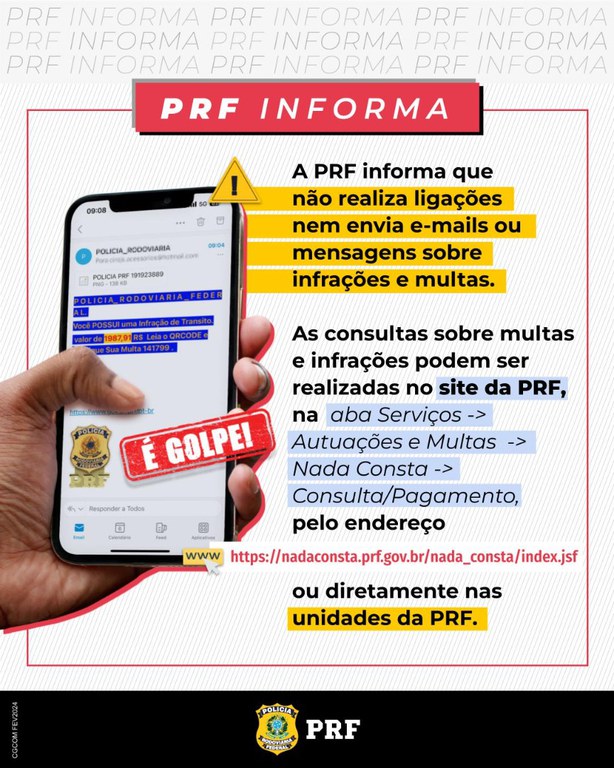 PRF alerta para golpes