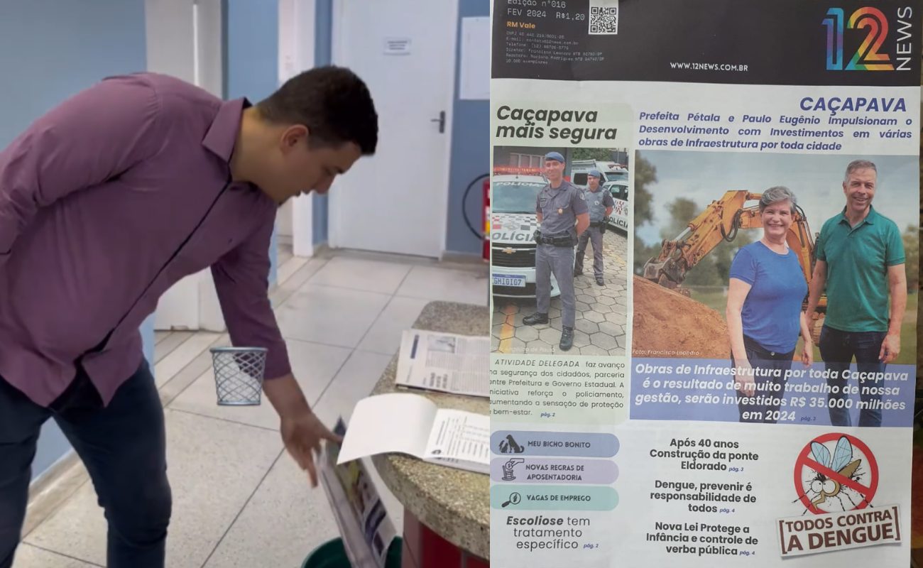 Vereador denuncia a distribuição, em postos de saúde, de jornais com propaganda da Prefeita de Caçapava. Prefeitura afirma que a publicação não é de sua responsabilidade