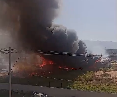 Incêndio em área de mata
