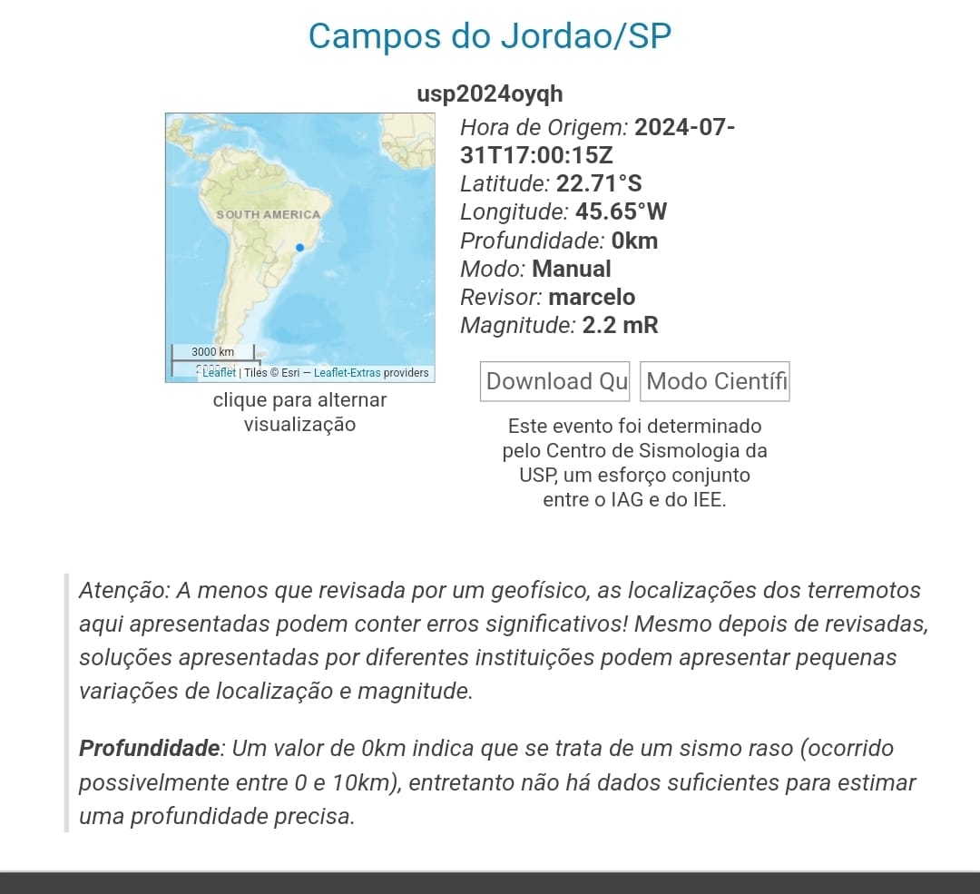 Voo rasante pode ter ocasionado tremor de terra em Campos do Jordão