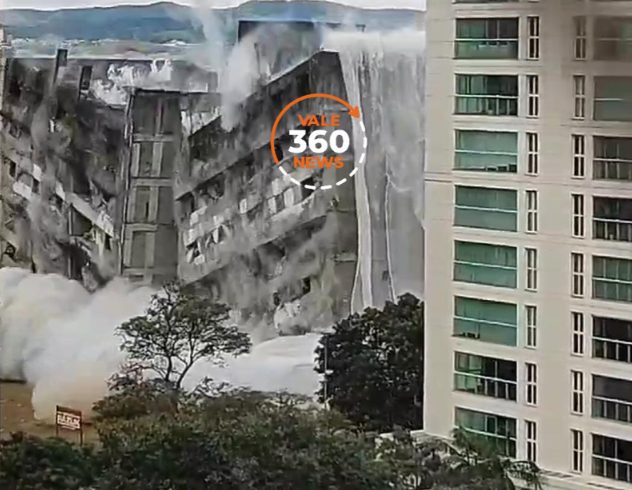 Seis segundos e quatro ângulos da implosão de edifício em São José dos Campos