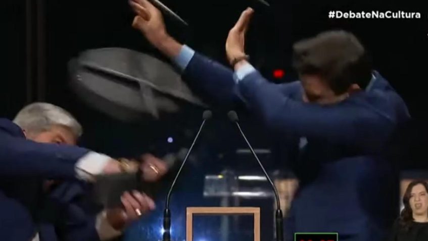 Datena agride Marçal com cadeirada em Debate da TV Cultura