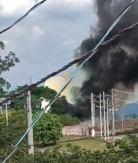 Subestação de energia elétrica explode e pega fogo em Pinda