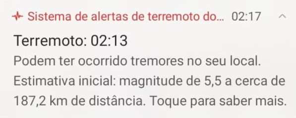 alerta de terremoto