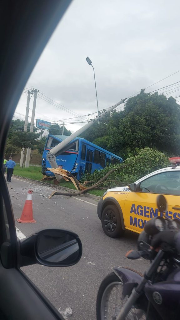 Ônibus desce de ré Avenida de São José dos Campos, acerta árvores e quebra poste de energia 1 Avenida de São José dos Campos