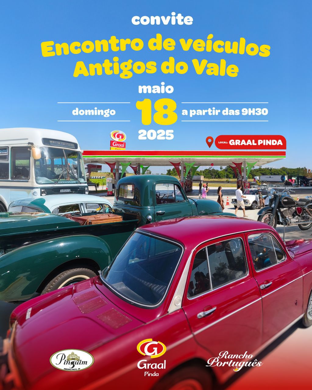 Degustação de vinhos e encontro de veículos antigos e motos são atrações no Graal Pinda no fim de semana