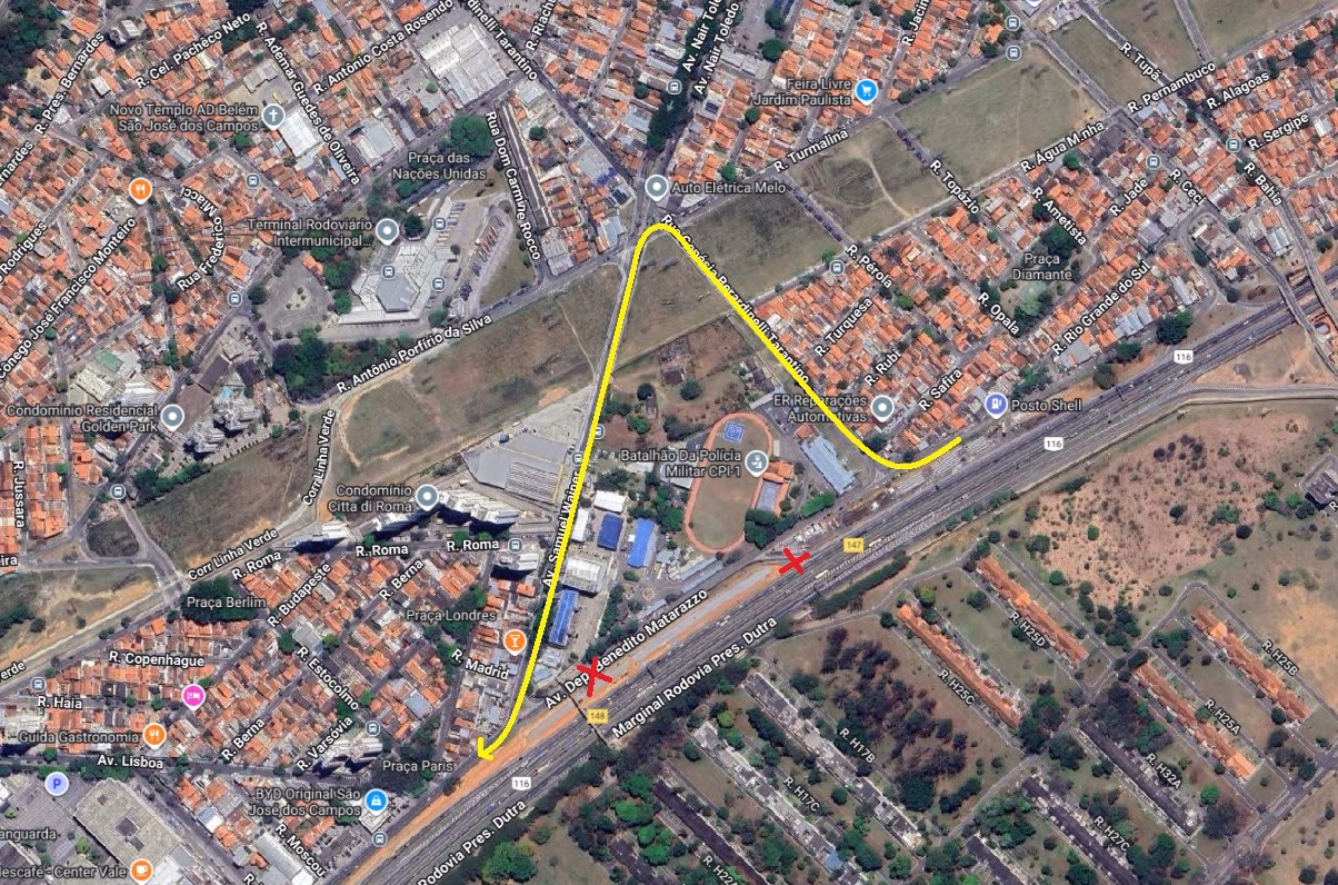 Acesso da Via Dutra para São José dos Campos, antes do CenterVale Shopping, terá interdição total