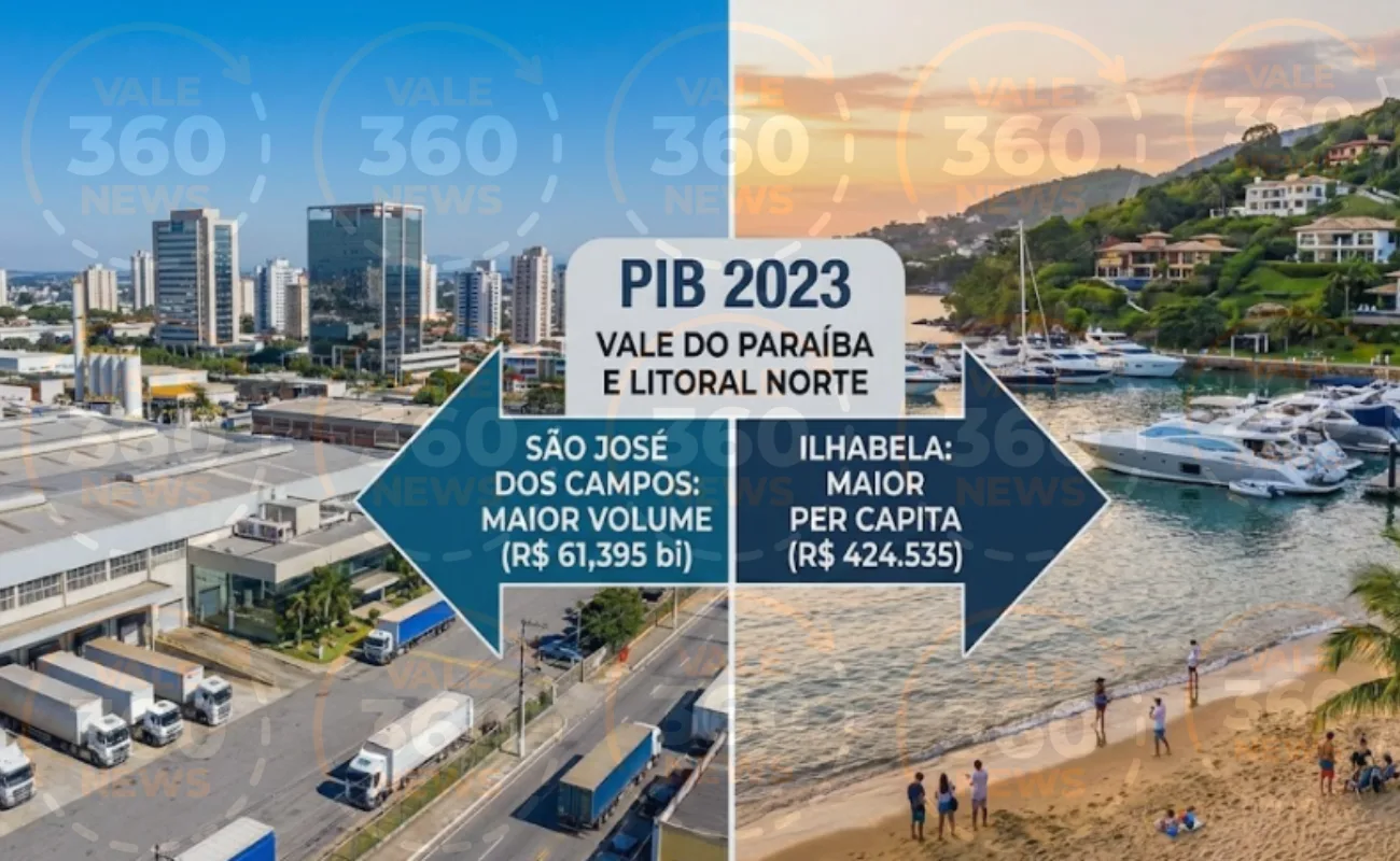 PIB 2023 no Vale do Paraíba e Litoral Norte