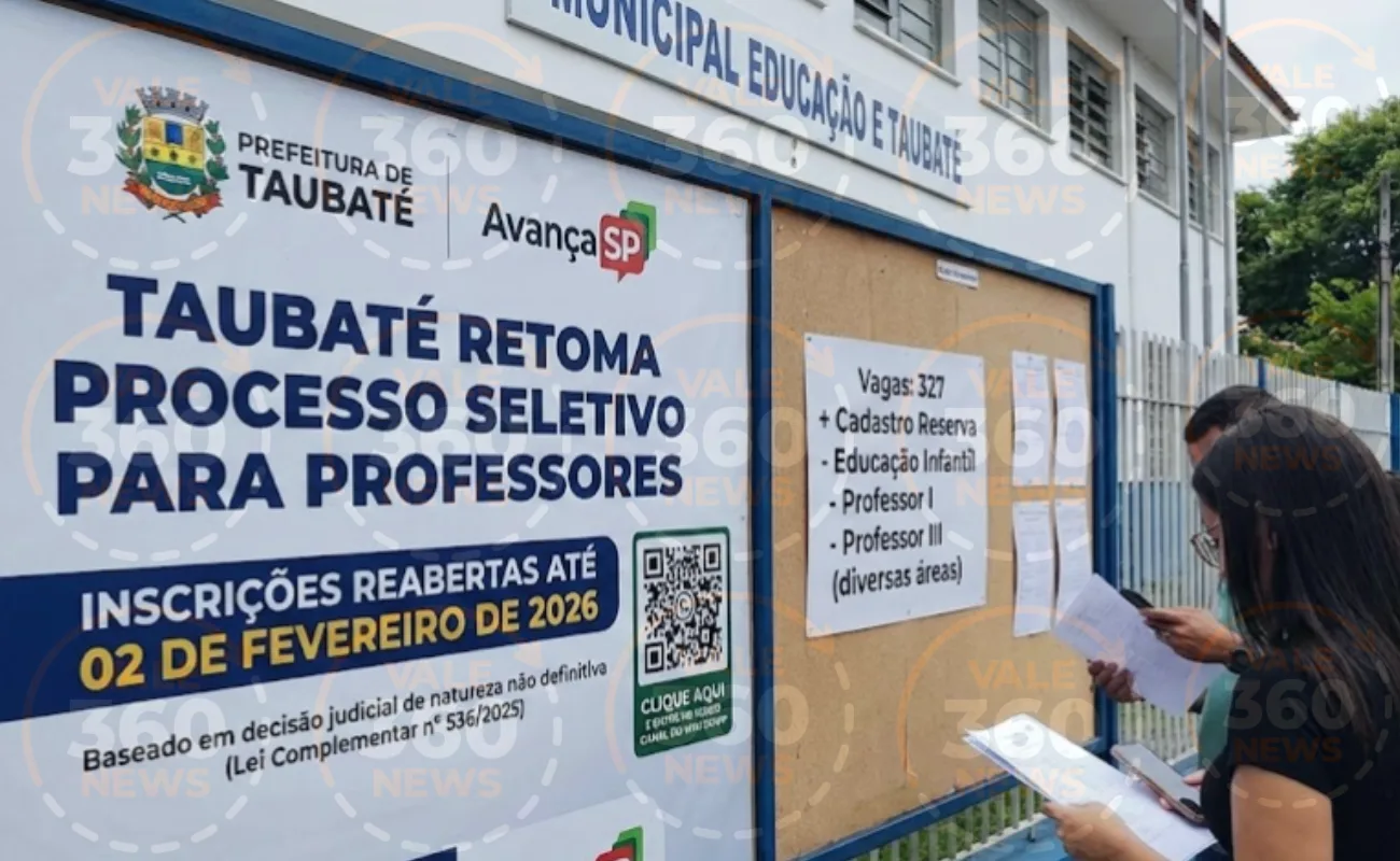 Taubaté retoma processo seletivo para professores: inscrições vão até 02 de fevereiro de 2026