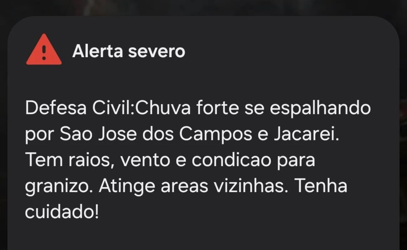 Atenção: Defesa Civil emite alerta severo de chuva para São José dos Campos e Jacareí