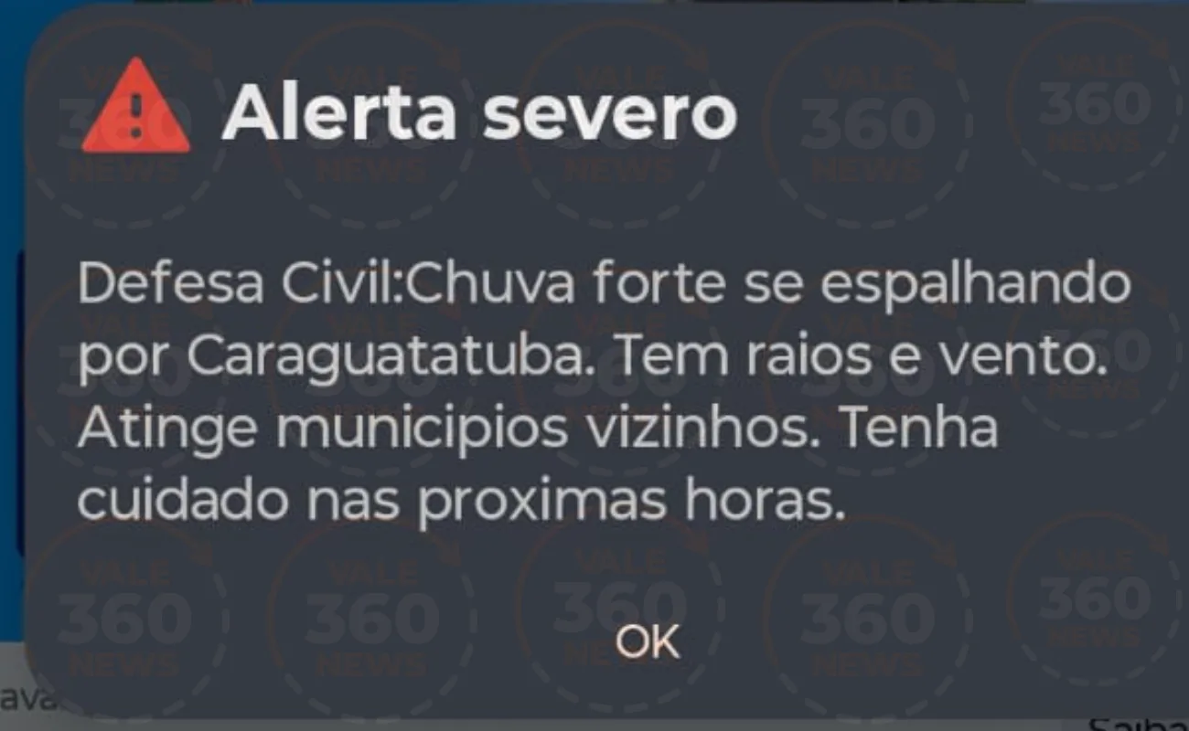 Atenção: Defesa Civil emite alerta severo de chuva para Caraguatatuba