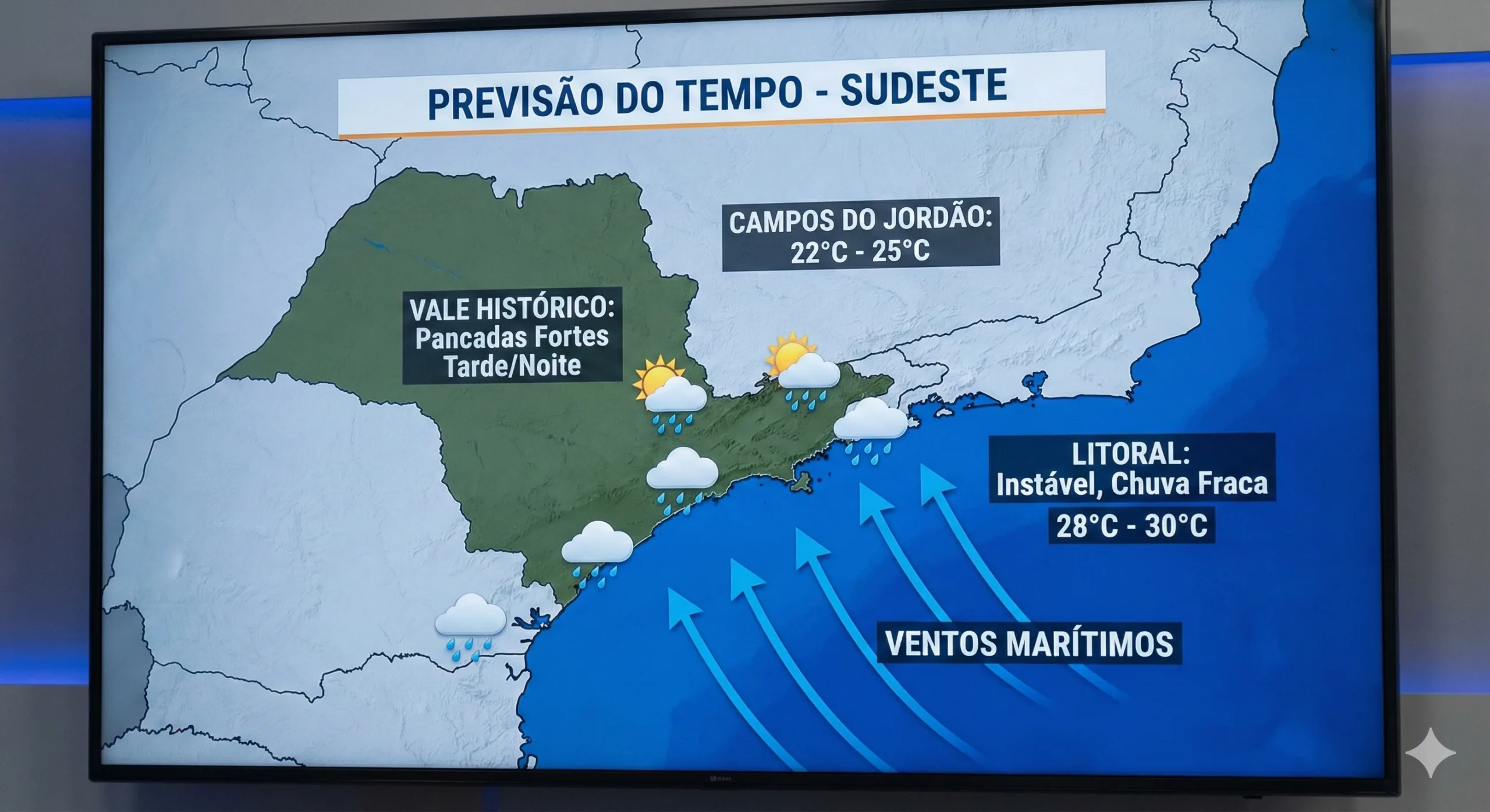 Ventos marítimos mudam o tempo e trazem risco de chuva forte para o Vale Histórico e Litoral Norte