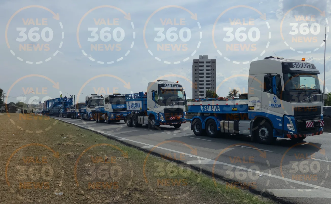 Vai pegar a Via Dutra? Megacarga de 800 toneladas sai de São José dos Campos e para em Pinda; Veja rotas alternativas