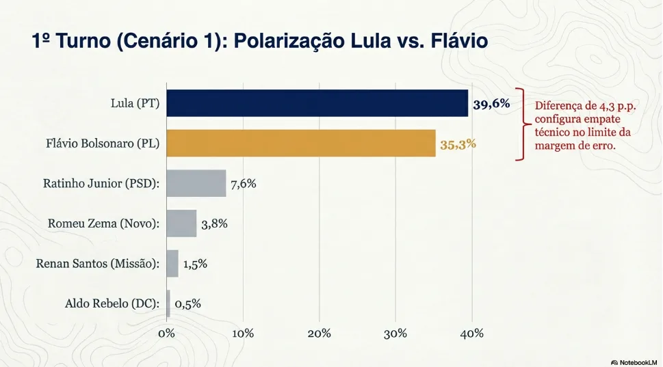 Eleições 2026: Lula e Flávio Bolsonaro empatam tecnicamente no 1º turno e no 2º turno, aponta Paraná Pesquisas 1 Screenshot 2026 02 27 092439