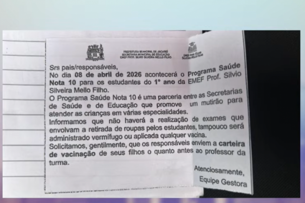 Denúncia de exames sem roupa em escola de Jacareí