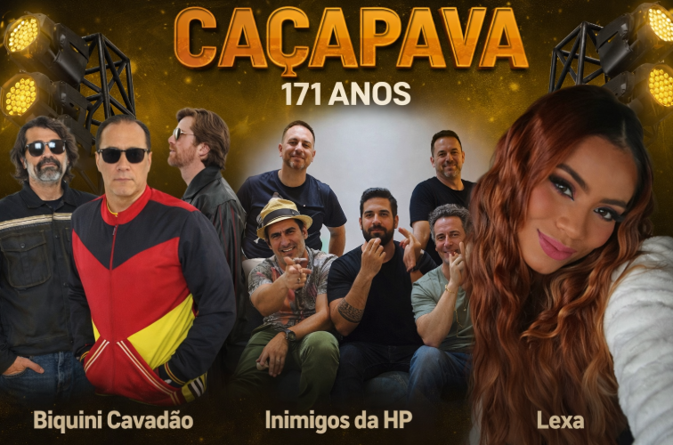 Aniversário de Caçapava 2026 tem Lexa, Inimigos da HP e Biquini Cavadão. Veja a programação completa dos 171 anos da cidade
