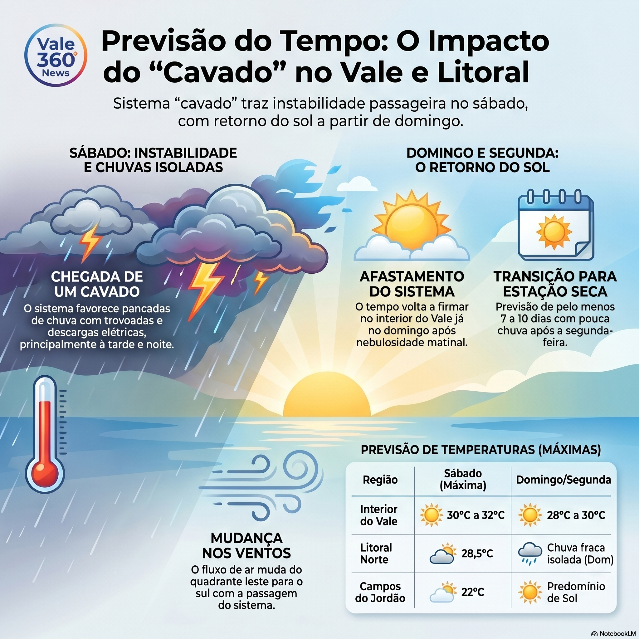 Tempo no feriado: Cavado muda o tempo no Vale do Paraíba e pode trazer pancadas com trovoadas 1 Cavado muda o tempo no Vale do Paraíba