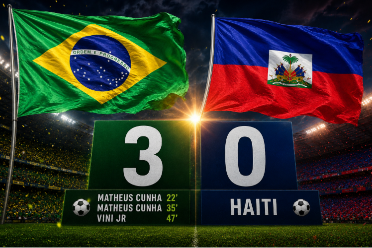 Brasil vence Haiti por 3 a 0 e assume liderança do Grupo C da Copa